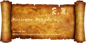 Rozinger Miklós névjegykártya